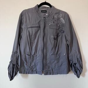 Lane Bryant Light Embroidered Boho Utility Jacket Size 20